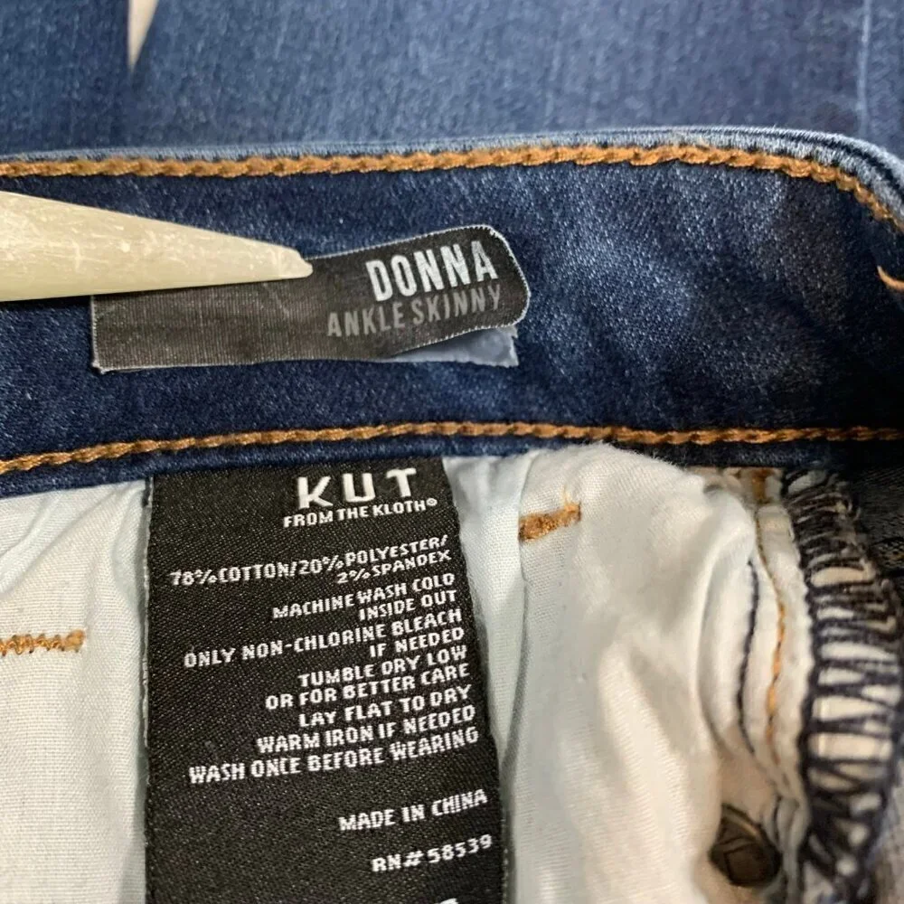 Kut From The Kloth Donna Ankle Skinny Jeans Women Size 4 Dark Wash Stretch Denim